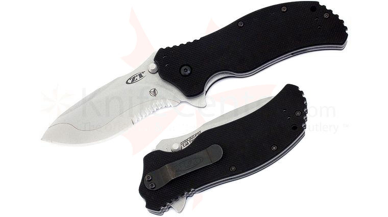 Zero Tolerance Model 0350 Assisted 3-1/4 inch Composite ZDP-189 Combo Blade, Black G10 Handles, Limited Run