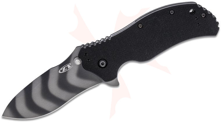 Zero Tolerance Model 0350TS Assisted Flipper Knife 3.25 inch S30V Tiger Stripe Plain Blade, Black G10 Handles
