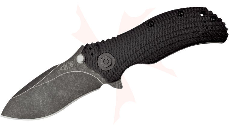 Zero Tolerance Model 0300BW Assisted 3.75 inch S30V Plain Blackwash Blade, Black G10 and Titanium Back Handles