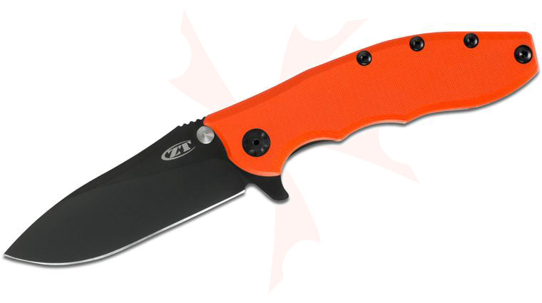 Zero Tolerance Hinderer 0562ORBLK Flipper 3.5 inch Black CTS-204P Blade, Orange G10 and Black Titanium Handles