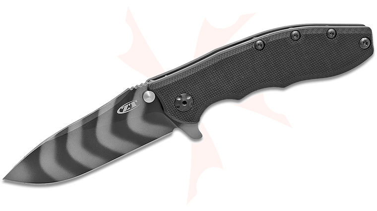 Zero Tolerance Sprint Run 0562TS Hinderer Flipper Knife 3.5 inch CPM-20CV Tiger Striped Plain Blade, Black G10 with Black DLC Titanium Back Handle