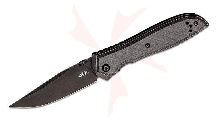 Zero Tolerance Emerson 0640BLK Folding Knife 3.75 inch CPM-20CV Black Clip Point Blade, Machined Black Titanium Handles with Carbon Fiber Onlays