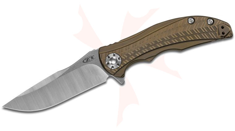 Zero Tolerance 0609 RJ Martin Flipper 3.4 inch CPM-20CV Two-Tone Blade, Bronze Anodized Titanium Handles