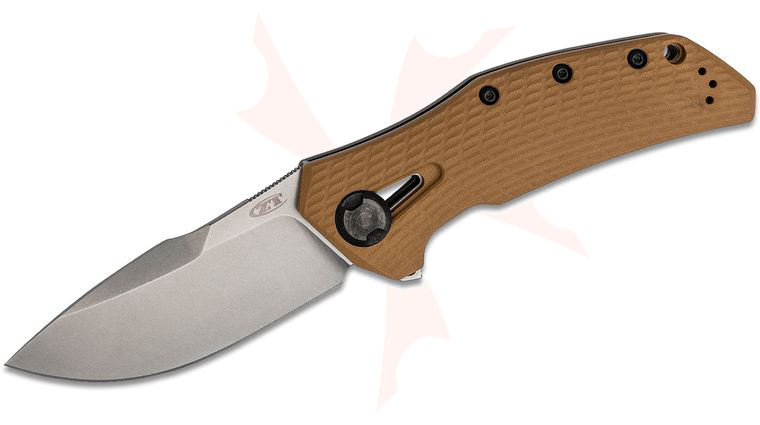 Zero Tolerance 0308 Flipper Knife 3.75 inch CPM-20CV Stonewashed Blade, Coyote Tan G10 and Titanium Handles