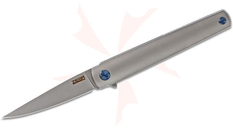 Michael Zieba MS3 Flipper Knife 2.75 inch Nitro-V Stonewashed Blade, Contoured Titanium Handles