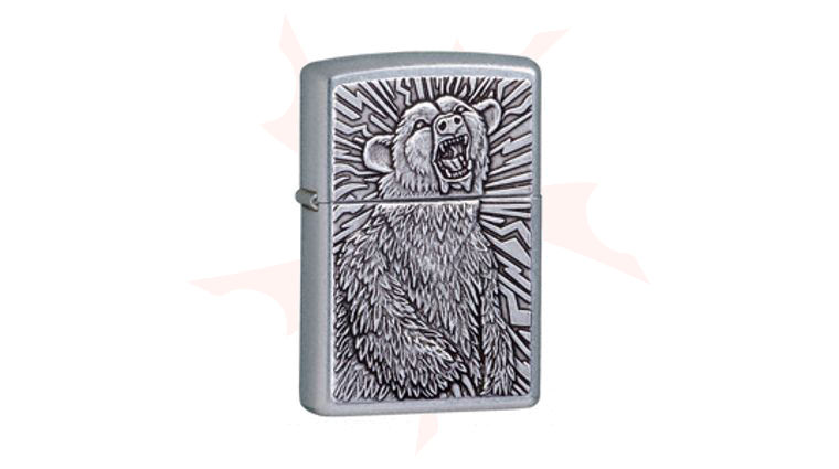 Zippo® Sdtreet Chrome, Grizzly Bear Emblem - KnifeCenter