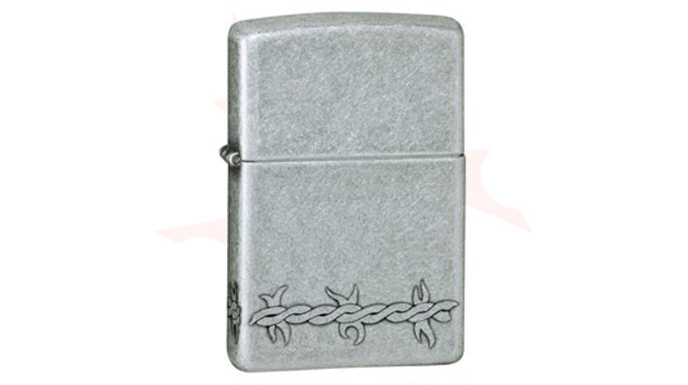Zippo® Antique Silver Plate, Barbed Wire - KnifeCenter