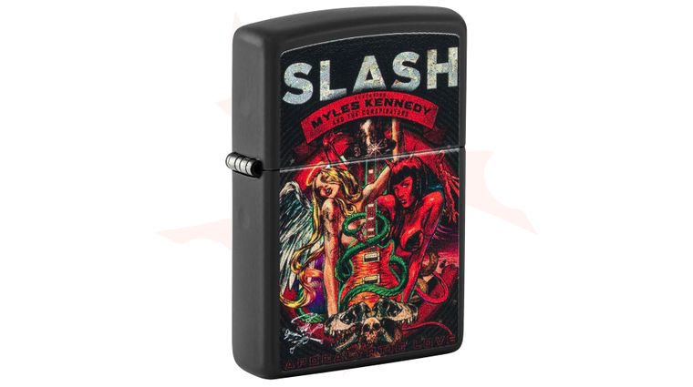 Zippo Lighter Matte Black, Slash Apocalyptic Love - KnifeCenter