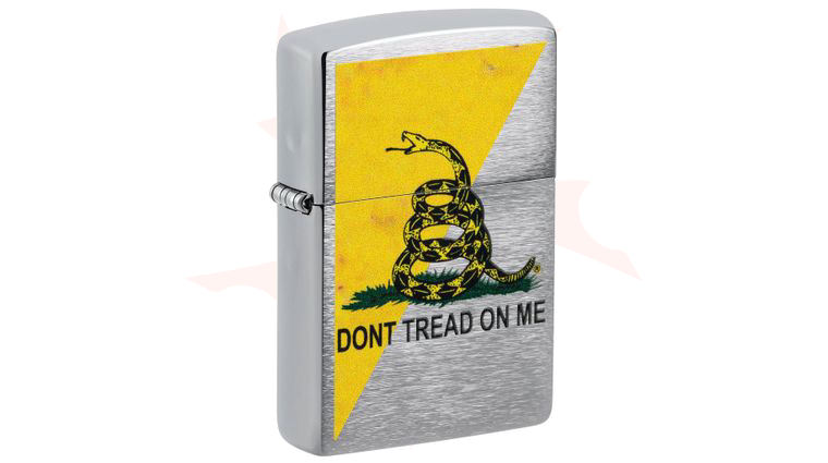 Zippo Lighter Brushed Chrome Color Image, Don't Tread On Me