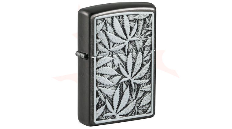 【新品】THE BAWDIES Zippo Zippo Lighter Gray, Cannabis Leaves Emblem - KnifeCenter