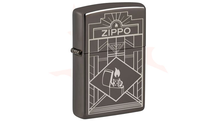 Zippo Lighter Black Ice, Laser Engrave, Art Deco Zippo