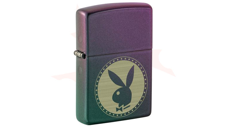 Zippo Lighter Iridescent, Laser Engraved Playboy Rabbit Head