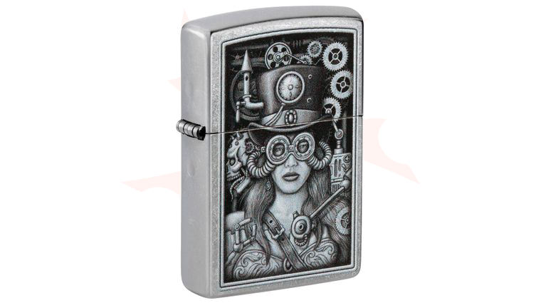 Zippo Lighter Street Chrome, Steampunk Woman - KnifeCenter - 48387