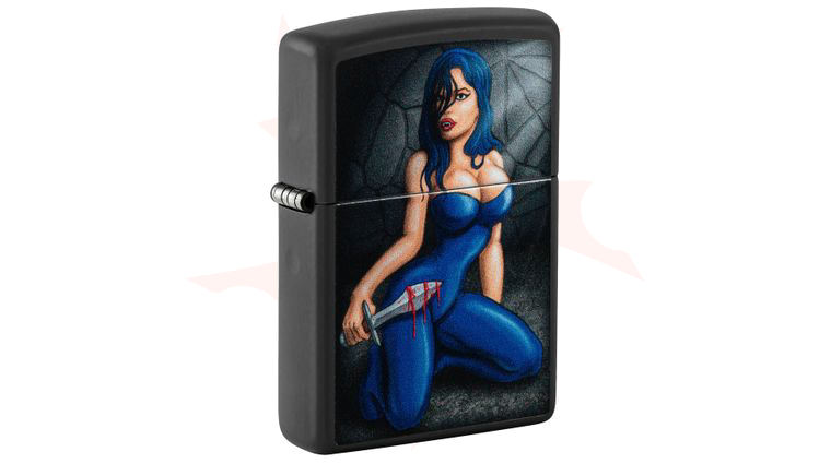 Zippo Lighter Black Matte, Killer Pinup