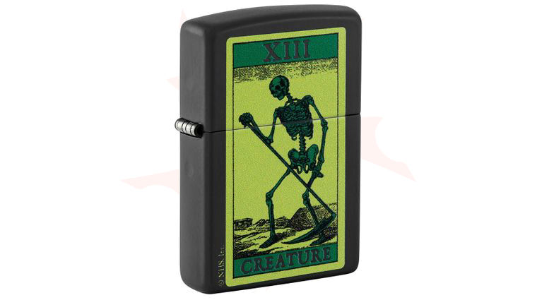 Zippo Lighter Black Matte, Creature Death Tarot Card - KnifeCenter