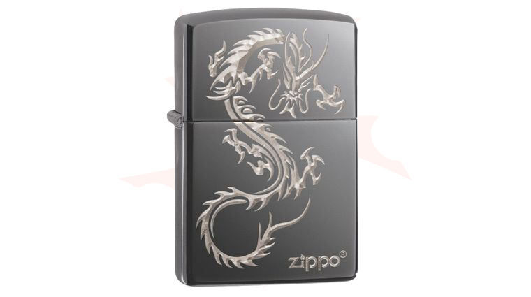 Zippo Lighter Black Ice, Chinese Dragon - KnifeCenter