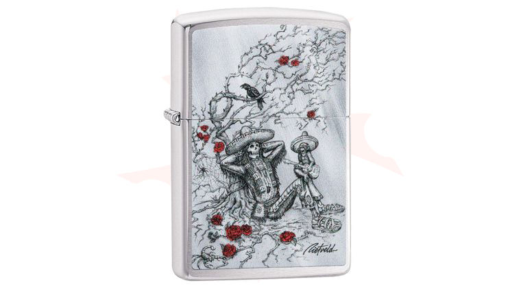 Zippo Lighter Brushed Chrome, Rick Rietveld Skeleton Resting
