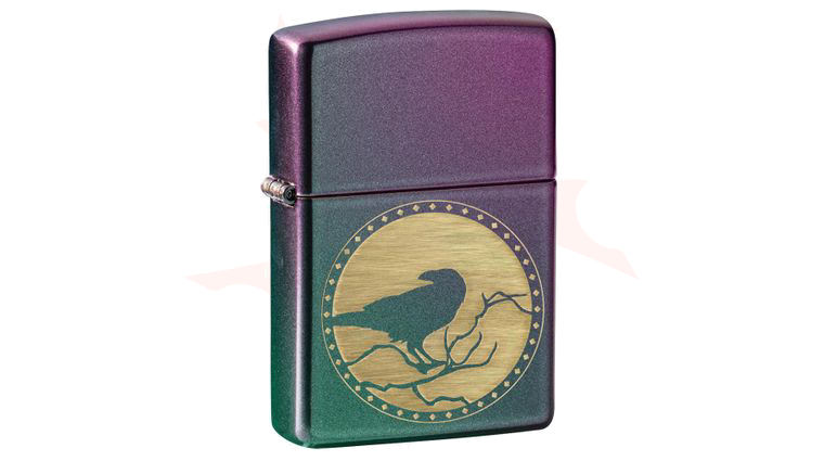 Zippo Lighter Iridescent, Engraved Raven - KnifeCenter - 49186