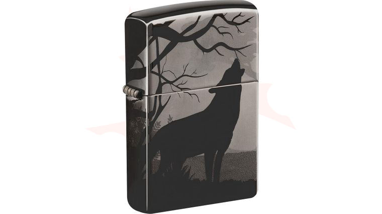 Zippo Lighter Black Ice, Photo 360 Wolves
