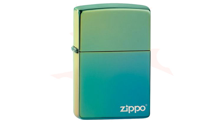 Zippo Lighter High Polish Teal Lighter with Zippo Logo