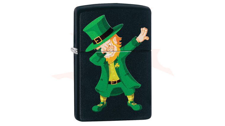 Zippo Lighter Black Matte, Dabbing Leprechaun