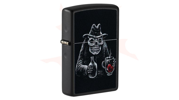 Zippo Lighter Black Matte, Bar Skeleton