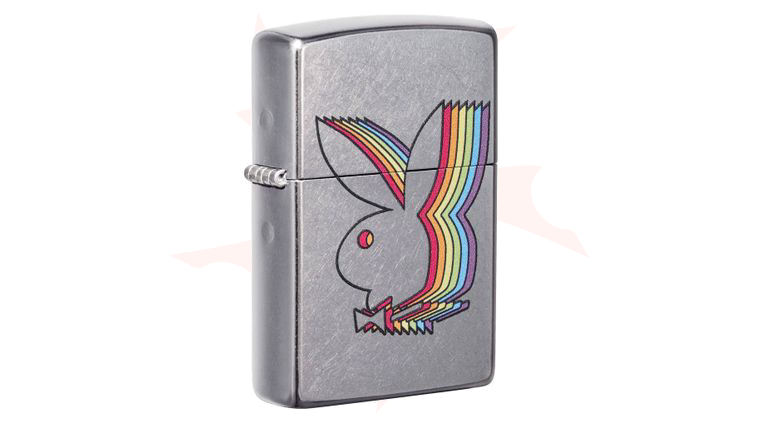 Zippo Lighter Street Chrome, Playboy Rainbow Logos