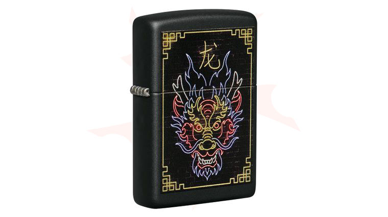 Zippo Lighter Black Matte, Neon Dragon