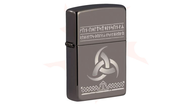 Zippo Lighter Black Ice, Lasered Odin Design