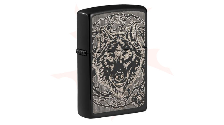 Zippo Lighter High Polish Black, Anne Stokes Wolf
