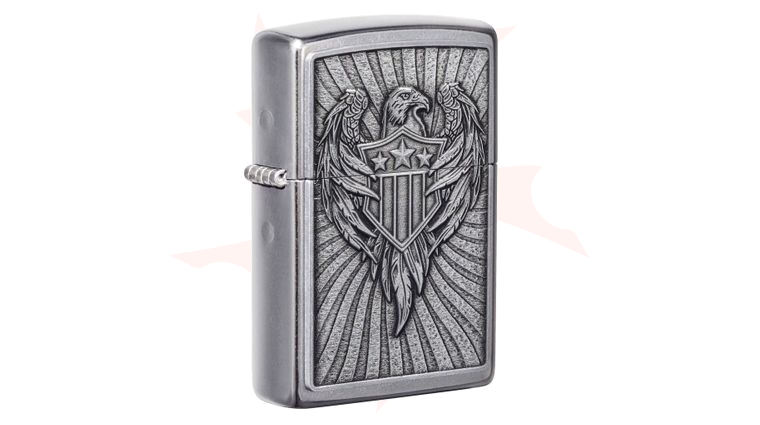 Zippo Lighter Street Chrome, Eagle Shield Emblem