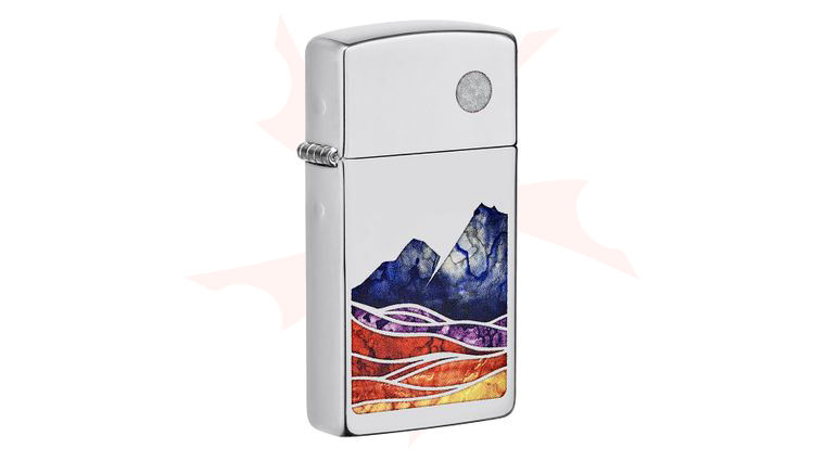 Zippo Lighter Slim High Polish Chrome, Landscape Fusion Design