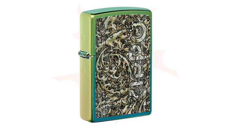 Zippo Lighter High Polish Teal, Distressed Filigree Logo