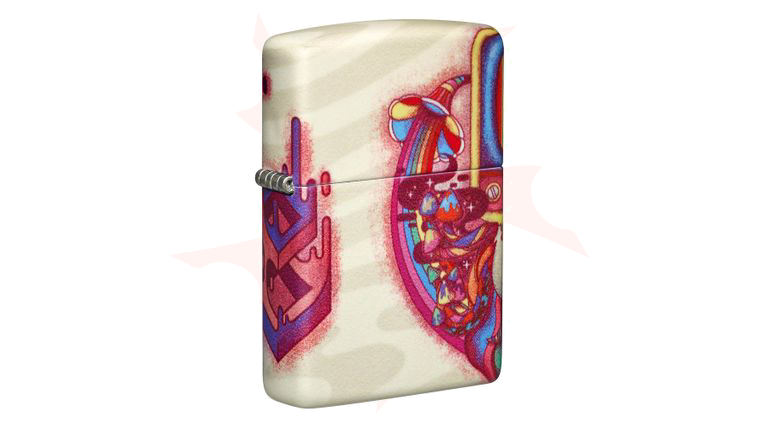 Zippo Lighter White Matte, 540 Color, Trippy Gentleman