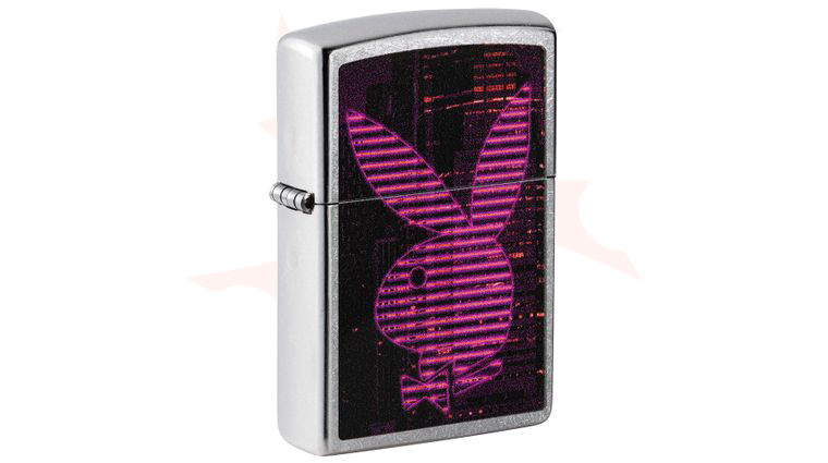 Zippo Lighter Street Chrome, Neon Pink Striped Rabbit