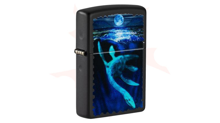 Zippo Lighter Black Matte, Black Light Loch Ness