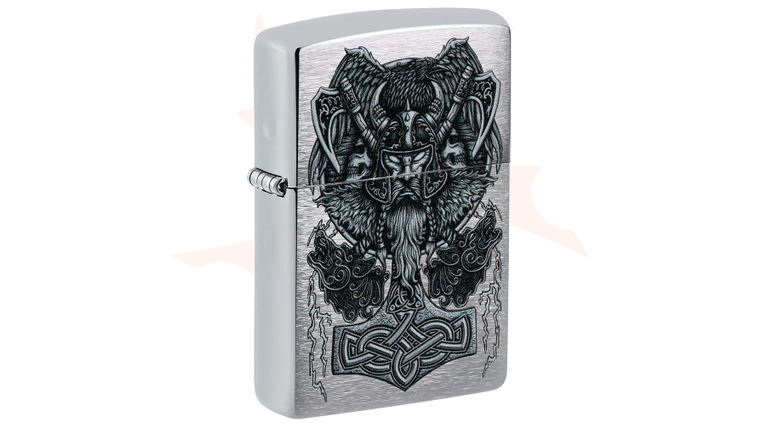 Zippo Lighter Brushed Chrome, Viking Spirit - KnifeCenter - 49777