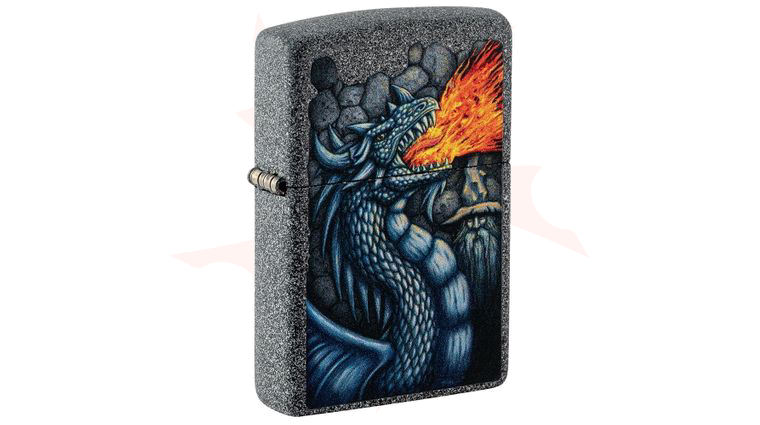 Zippo Lighter Iron Stone, Fiery Dragon - KnifeCenter - 49776