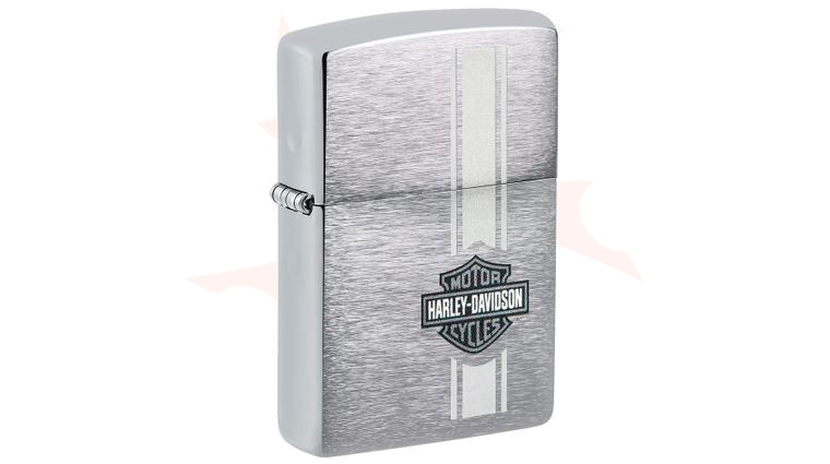 Zippo Lighter Harley-Davidson Brushed Chrome, Lustre Etch Bar and Shield Logo