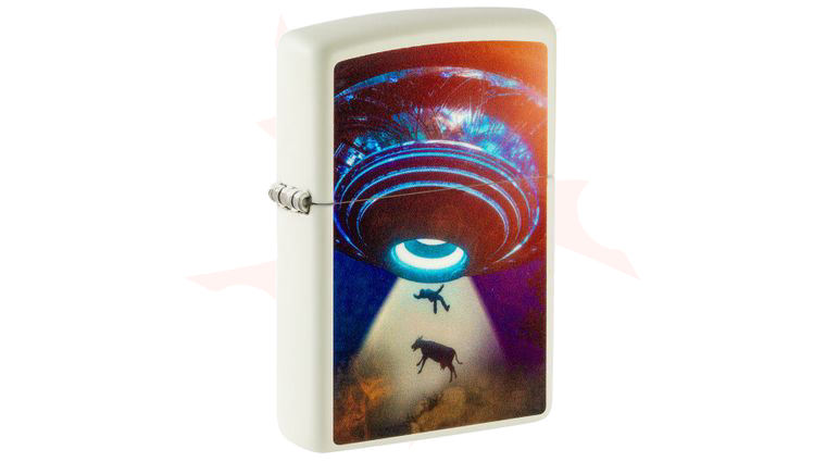 Zippo Lighter Glow-in-the-Dark Green, UFO Abduction