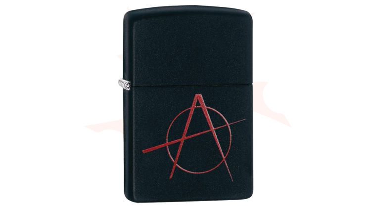 Zippo Lighter Black Matte, Anarchy Symbol