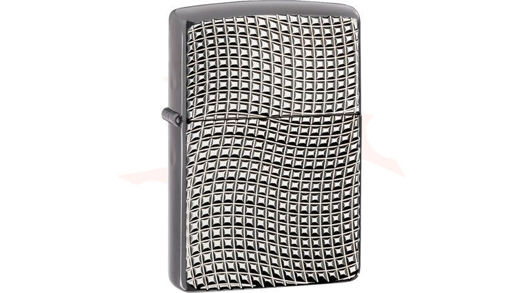 Zippo Cross Wave Ridge, High Polish Black Chrome Armor