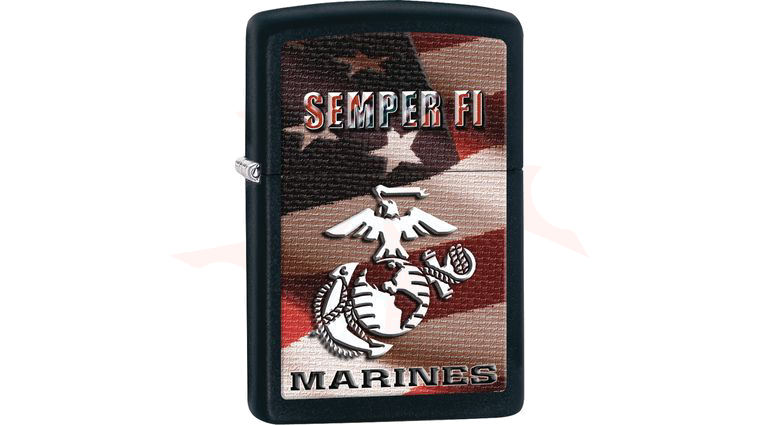 Zippo USMC, Black Matte Classic - KnifeCenter - 28523 - Discontinued