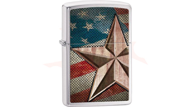 Zippo Lighter Retro Star, Brushed Chrome Classic