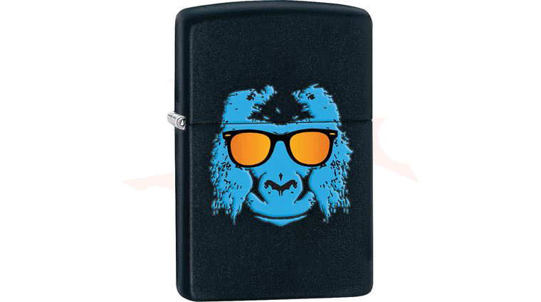 Zippo Ape with Shades, Black Matte Classic - KnifeCenter - 28861