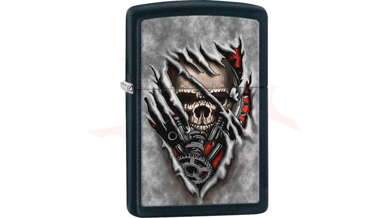 Zippo Skull Gears, Black Matte Classic - KnifeCenter - 28882