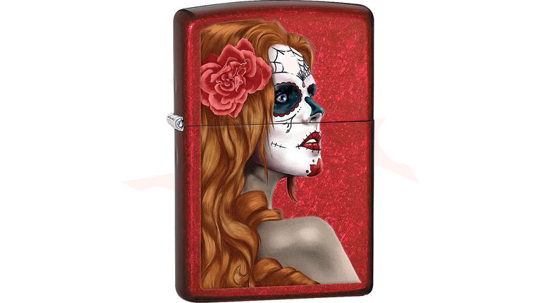 Zippo Lighter Day Of Dead Girl, Candy Apple Red Classic