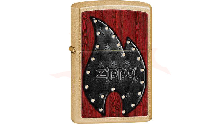 Zippo Leather Flame, Gold Dust Classic - KnifeCenter - 28832
