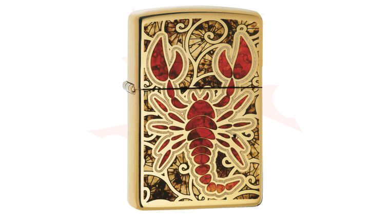 Zippo Lighter High Polish Brass, Scorpio Fusion - KnifeCenter