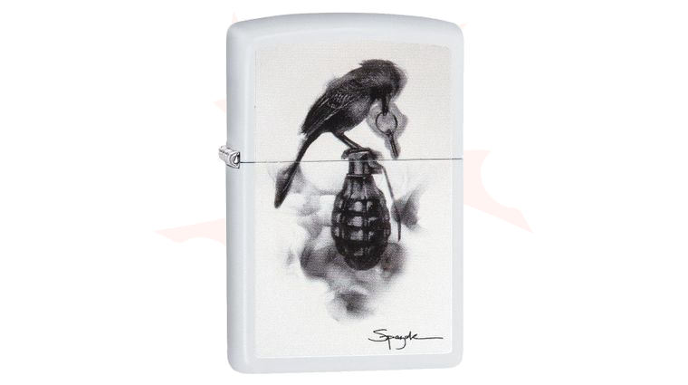 Zippo Lighter White Matte, Spazuk Raven Grenade